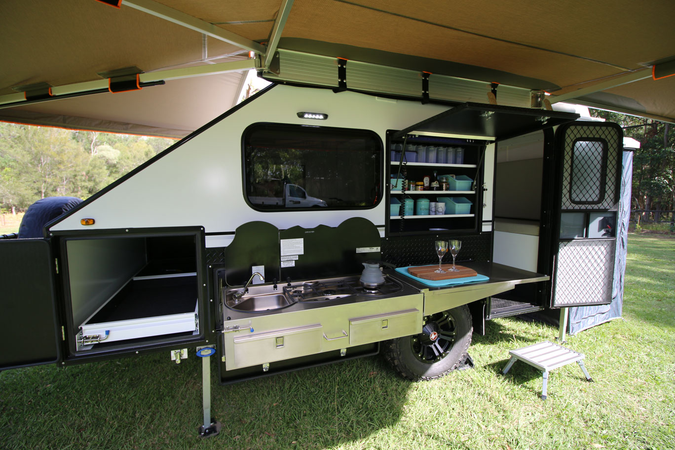Modcon RV off road hybrid camper trailers C3 kitchen