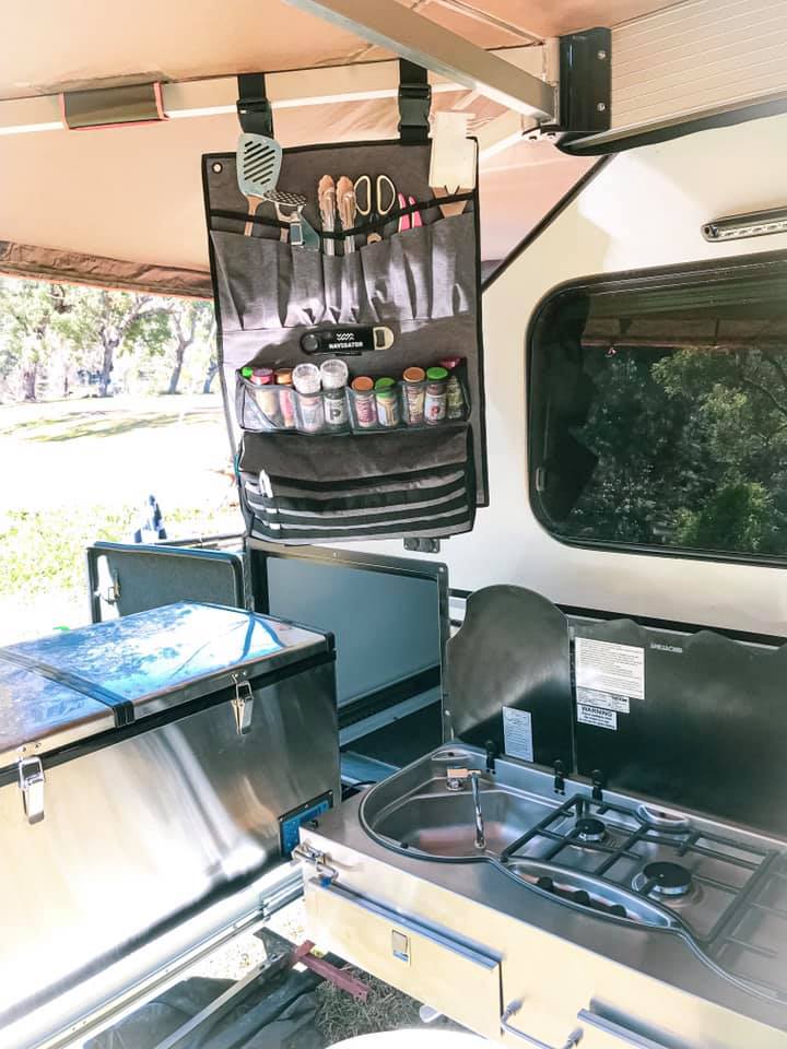 Modcon RV off road hybrid camper trailers C3 kitchen storage ideas