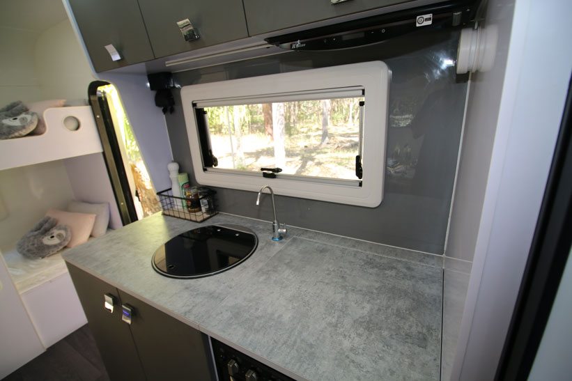Modcon RV off road caravans Cruiser 16 Family kitchen bench