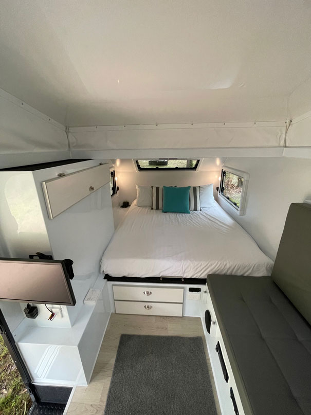 Modcon RV off road hybrid camper trailers C3P inside beds